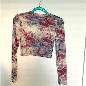Marbled print sheer top, Small